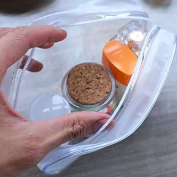 Pangda 5 Pack Clear PVC Zippered Toiletry Carry Pouch Portable Cosmetic Makeup Bag for Vacation, Bathroom and Organizing (Small, White)