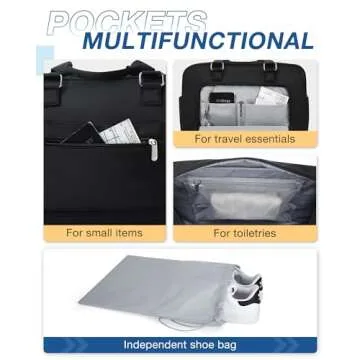 BAGSMART Weekender Bags for Women, Travel Duffle Bag Carry On Overnight Personal Item Bag with Shoe Bag for Travel Essentials (Black, 27L)