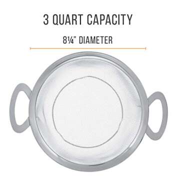 U.S. Kitchen Supply 3 Quart Stainless Steel Mesh Net Strainer Basket with a Wide Rim, Resting Feet a...
