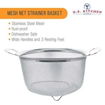 U.S. Kitchen Supply 3 Quart Stainless Steel Strainer Basket