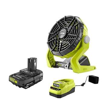 Ryobi 18-Volt ONE+ Hybrid Portable Fan(P3320) with P163 Lithium-Ion Battery(2.00Ah) and Charger