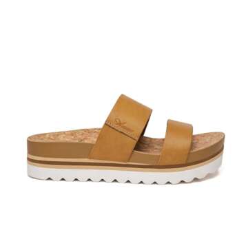 Athlefit Women's Two Strap Beach Slide Sandals Summer Brown Comfortable Sandals With Arch Support Fo...