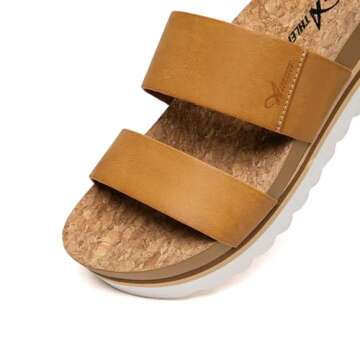 Athlefit Women's Two Strap Beach Slide Sandals Summer Brown Comfortable Sandals With Arch Support Footbed Slides Size 7.5