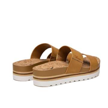 Athlefit Women's Two Strap Beach Slide Sandals Summer Brown Comfortable Sandals With Arch Support Footbed Slides Size 7.5