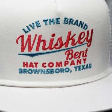 WHISKEY BENT HAT CO. The Cali Adjustable Snapback Western Lifestyle Trucker Hat, High Profile (US, Alpha, One Size, One Size, White)