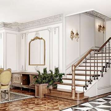 AIXI HOME Vintage Gold Arched Mirror 24"x36", Traditional Arendahl Antique Mirror with Ornate Metal Frame, Baroque Wall Mounted Mirrors for Entryway/Bathroom/Living Room/Hallway/Bedroom