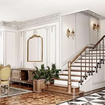 AIXI HOME Vintage Gold Arched Mirror 24"x36", Traditional Arendahl Antique Mirror with Ornate Metal Frame, Baroque Wall Mounted Mirrors for Entryway/Bathroom/Living Room/Hallway/Bedroom