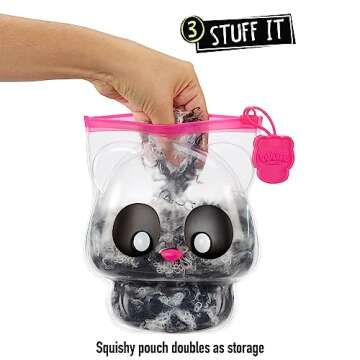 Fluffie Stuffiez Panda Small Collectible Feature Plush - Surprise Reveal Unboxing with Huggable ASMR Fidget DIY Fur Pulling, Ultra Soft Fluff