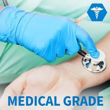 Medguy Powder-Free Nitrile Exam Gloves, 4.5 Mil, 100 Pcs Blue Disposable Latex-Free Food-Safe Medical Cleaning Cooking Gloves (Medium)