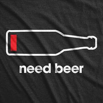 Mens Need Beer T Shirt Funny Low Battery Dad Gift Graphic Sarcastic Humor Tee Mens Funny T Shirts Fu...