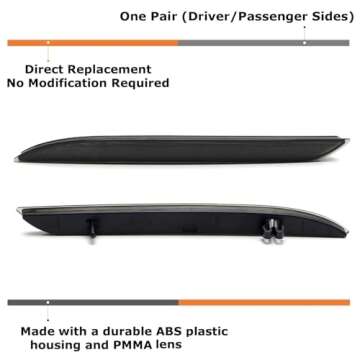 iJDMTOY Black Smoked Lens Rear Bumper Reflector Lenses Compatible With 2015-2017 Ford Mustang, OE-Sp...