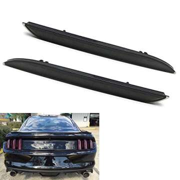 iJDMTOY Black Smoked Lens Rear Bumper Reflector Lenses Compatible With 2015-2017 Ford Mustang, OE-Spec LH RH Assembly