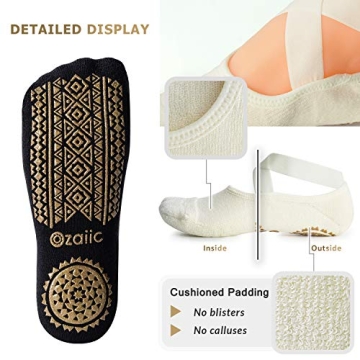 Ozaiic Yoga Socks Non-Slip Grips Ideal for Fitness