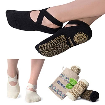 Ozaiic Yoga Socks Non-Slip Grips Ideal for Fitness