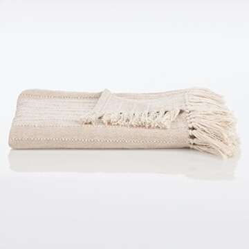 Nate Home Textured Weave Cotton Throw Blanket - All Season