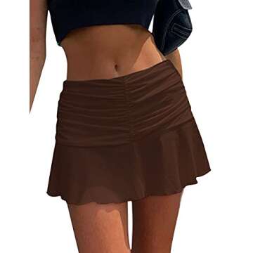 SAFRISIOR Ruched Ruffle Short Skirt - Stylish & Comfortable