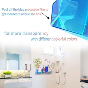 NatldGs Iridescent Acrylic Shelves, 15.7Inch Floating Funko Pop Display Perfume Shelves for Wall, Cute Wall Book Shelves for Bedroom Kids (2 Pack)