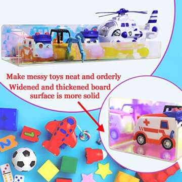 NatldGs Iridescent Acrylic Shelves, 15.7Inch Floating Funko Pop Display Perfume Shelves for Wall, Cute Wall Book Shelves for Bedroom Kids (2 Pack)