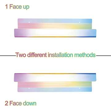 NatldGs Iridescent Acrylic Shelves, 15.7Inch Floating Funko Pop Display Perfume Shelves for Wall, Cute Wall Book Shelves for Bedroom Kids (2 Pack)