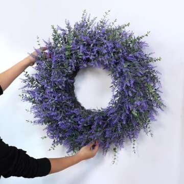 Stunning 26" Lavender Eucalyptus Wreath for Decor