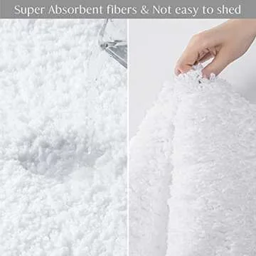 Ashler Bathroom Rugs Sets 2 Piece, White Bath Rugs 2 PC, Water Absorbing Bath Mats, Soft Rectangle Bathroom Carpet, Machine Washable - 24x36 & 24x72