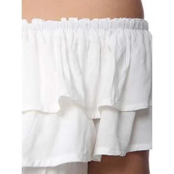 Anna-Kaci Women's Plus Size Bohemian Ruffle Off The Shoulder Stretchy Empire Waist Maxi Long Dress, White, X-Large