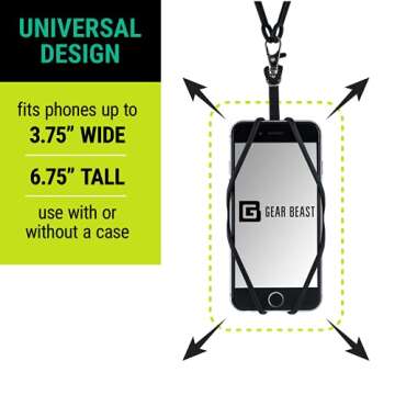 Gear Beast Cell Phone Lanyard - Universal Neck Phone Holder w/Card Pocket and Silicone Neck Strap (B...