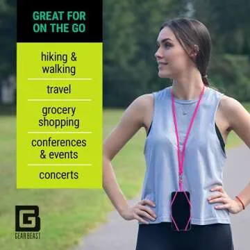 Gear Beast Cell Phone Lanyard - Universal Neck Phone Holder w/Card Pocket and Silicone Neck Strap (Black)