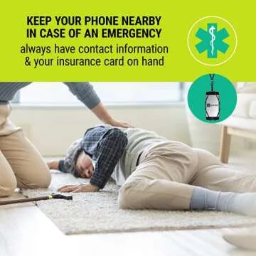 Gear Beast Cell Phone Lanyard - Universal Neck Phone Holder w/Card Pocket and Silicone Neck Strap (Black)