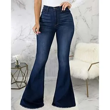 Lachmose Women High Waist Bell Bottom Flared Jeans