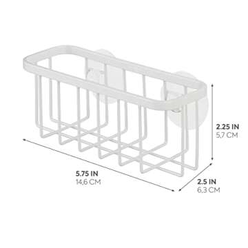 iDesign Rust-Resistant Stainless Steel Sponge Holder for Kitchen Sink with Suction Cups, The Gia Col...