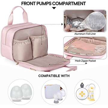 Fasrom Wearable Breast Pump Bag with Cooler Compatible with Momcozy, Medela and Elvie Pumps, Portabl...