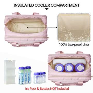 Fasrom Wearable Breast Pump Bag with Cooler Compatible with Momcozy, Medela and Elvie Pumps, Portable Pump Carrying Case for Working Moms, Pink (Bag Only, Patent Design)