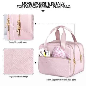 Fasrom Wearable Breast Pump Bag with Cooler Compatible with Momcozy, Medela and Elvie Pumps, Portable Pump Carrying Case for Working Moms, Pink (Bag Only, Patent Design)