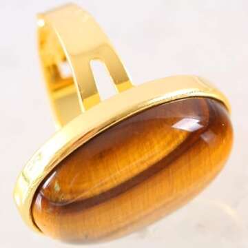 Finger Ring Jewelry for Women Men Natural Stone Bead Crystal Green Aventurine Rose Gold Ring Adjustable,Rose Veins Onyx,Resizable