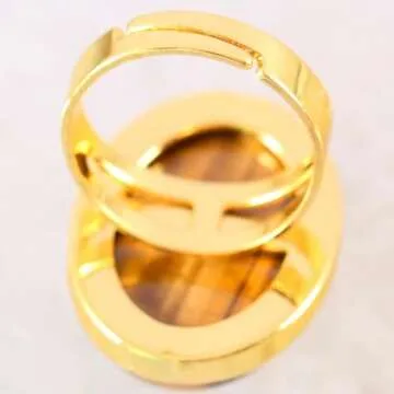 Finger Ring Jewelry for Women Men Natural Stone Bead Crystal Green Aventurine Rose Gold Ring Adjustable,Rose Veins Onyx,Resizable