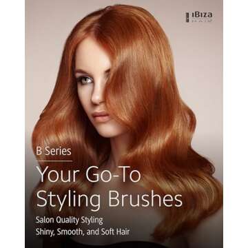 Ibiza Hair Boar Bristle Round Brush (B3-55mm) | Blonde Bristles & Cork Handle | Ideal for Color Trea...