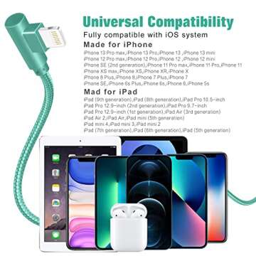 iPhone Charger, Apple MFi Certified 3Pack 6FT Lightning Cable, 90 Degree Fast Charging Cables Cord Compatible for 14/13 mini/13/12/11 Pro MAX/XR/XS/8/7/Plus/6S/SE/iPad