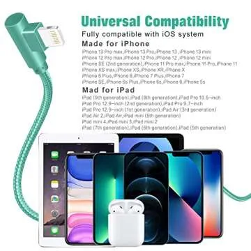 iPhone Charger, Apple MFi Certified 3Pack 6FT Lightning Cable, 90 Degree Fast Charging Cables Cord Compatible for 14/13 mini/13/12/11 Pro MAX/XR/XS/8/7/Plus/6S/SE/iPad