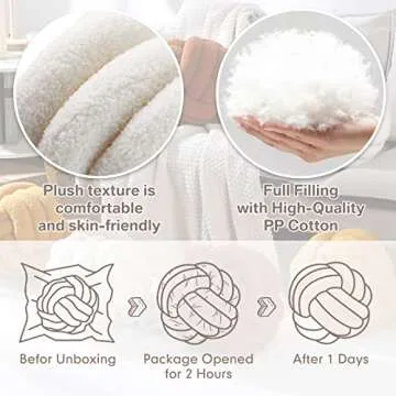 Namalu 2 Pcs Knot Pillows Home Decorative Round Ball Throw Plush Pillows Boucle Knotted Circle Soft Pillows Cushion for Room Sofa Home Bed Floor (Beige, 11 Inch)