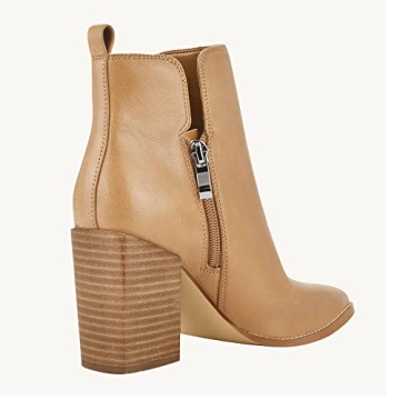 Juliet Holy Women's V Cut Ankle Boots Pointed Toe Stacked Chunky Heel Side Zipper Leather Cutout Western Booties