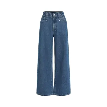 CIDER 100% Cotton High Waist Wide Leg Jeans - Versatile & Comfortable