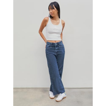 CIDER High Waist Wide Leg Jeans 100 Cotton Comfortable Fit