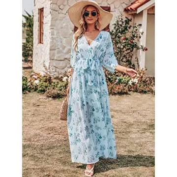 Boho Flowy Kimono Maxi Dress for Summer Weddings
