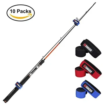 Premium Adjustable Fishing Rod Straps - 10 Pack, 5 Colors
