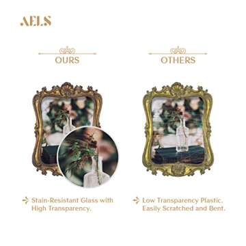 AELS 8x10 Inch Vintage Picture Frame, Elegant Antique Photo Frames with Glass Front, Photo Display, Tabletop Wall Hanging, Gift Ideas, Distressed Dark Bronze