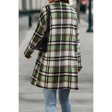 Trendy Women's Plaid Shacket Jacket with Pockets