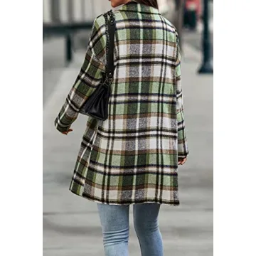 Trendy Women's Plaid Shacket Jacket with Pockets