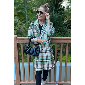 Trendy Women's Plaid Shacket Jacket with Pockets