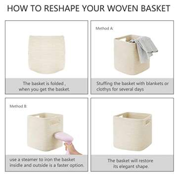 UBBCARE Cotton Rope Storage Baskets Set of 3 for Organizing